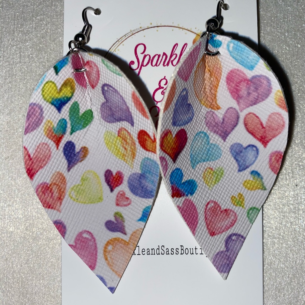 Water Color Heart Earrings
